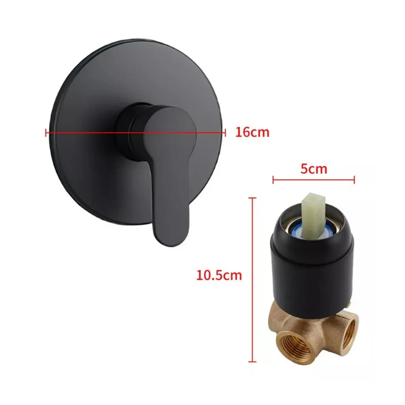 Grifería para ducha mono control negro metálico redonda, sistema universal de 1/2", cuerpo en bronce