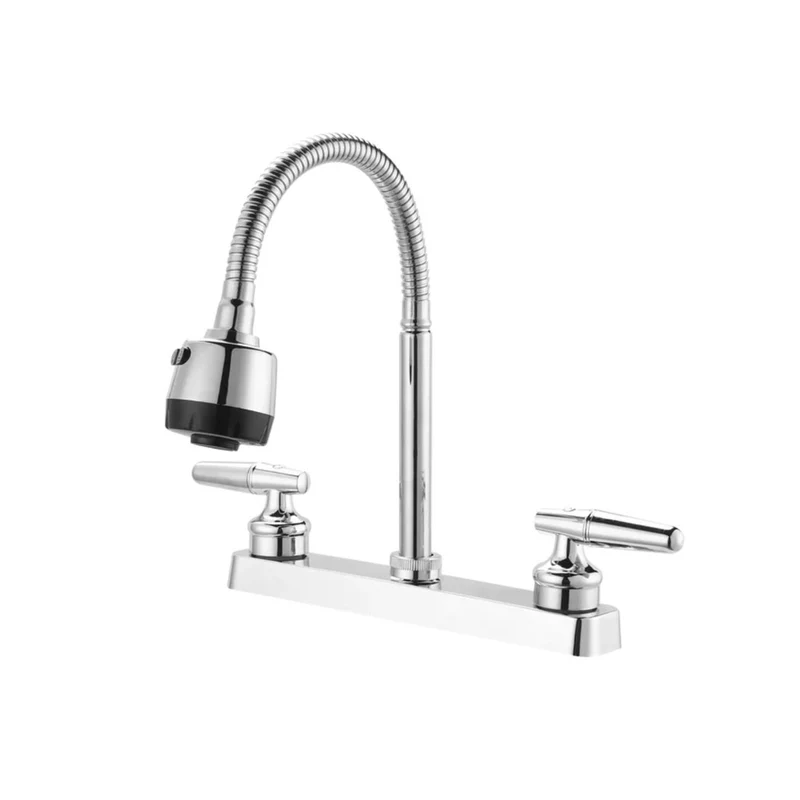 Mezclador lavaplatos 8 pulgadas cuello flexible metálico palanca