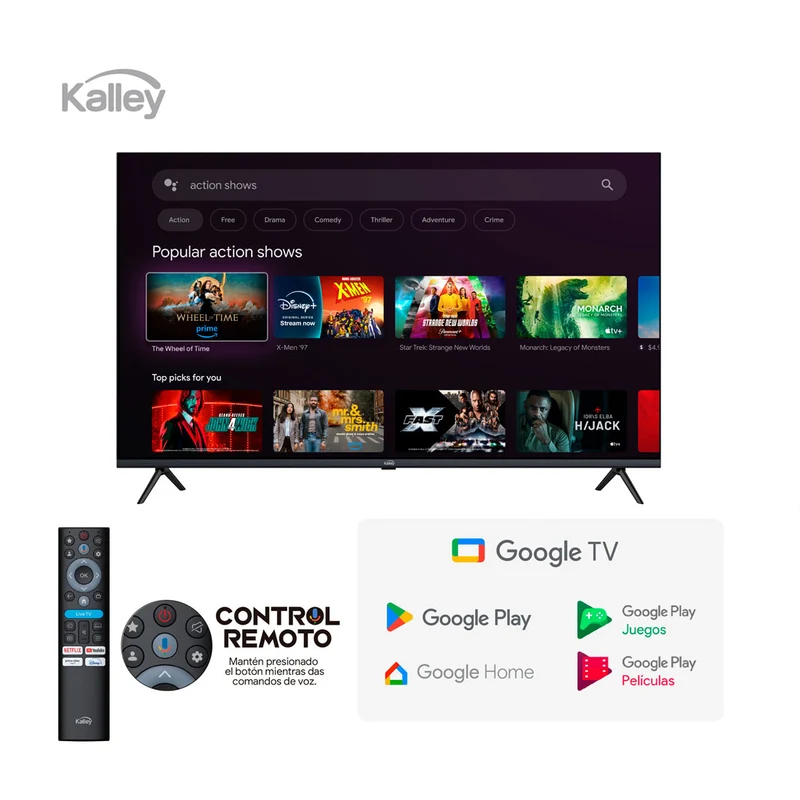 Televisor Kalley MAX LED de 55 pulgadas 4K ultra HD smart TV con google TV – modelo 55G315