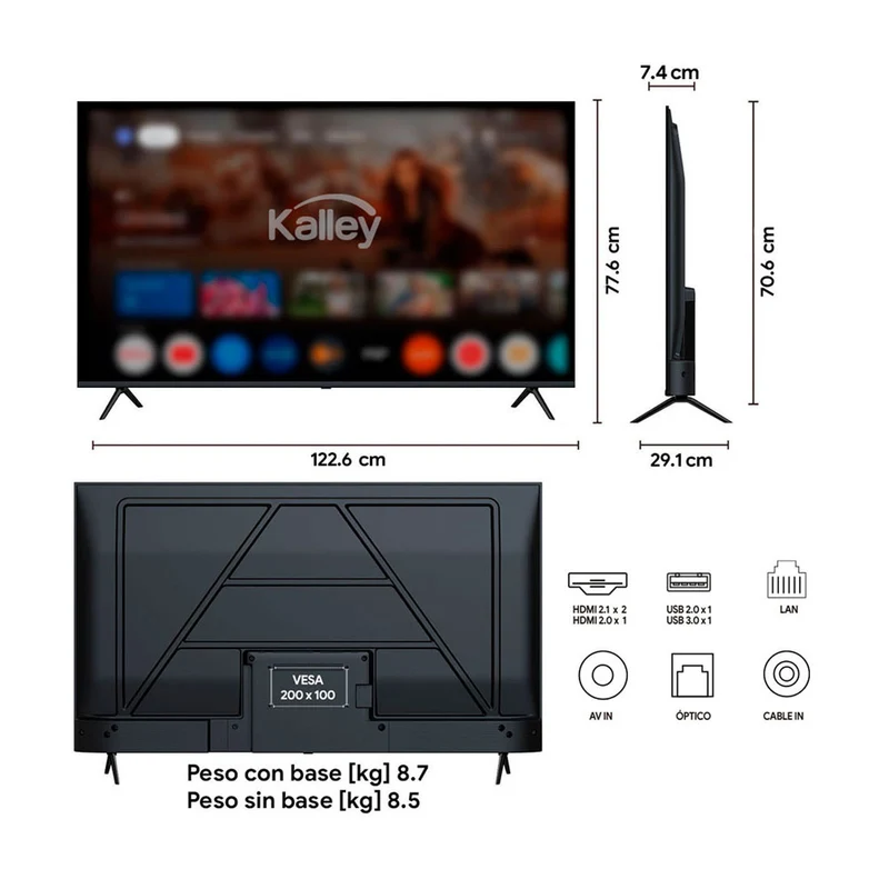Televisor Kalley MAX LED de 55 pulgadas 4K ultra HD smart TV con google TV – modelo 55G315