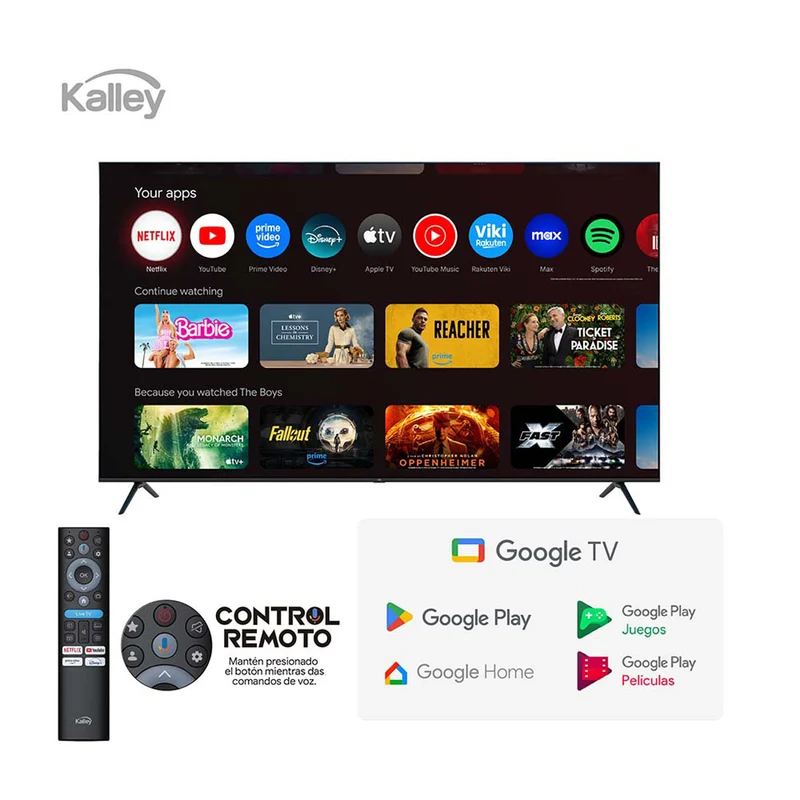 Televisor Kalley QLED de 75 pulgadas 4K ultra HD smart TV con google TV – modelo 75GQ415