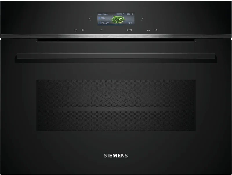 Siemens CM724G1B1 iQ700 Horno multifunción con microondas compacto 45 cm AirFry Cristal negro Clase A+