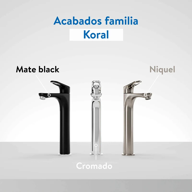 Grifería Ultra Ahorradora para Lavamanos Monocontrol Koral Media Níquel Corona