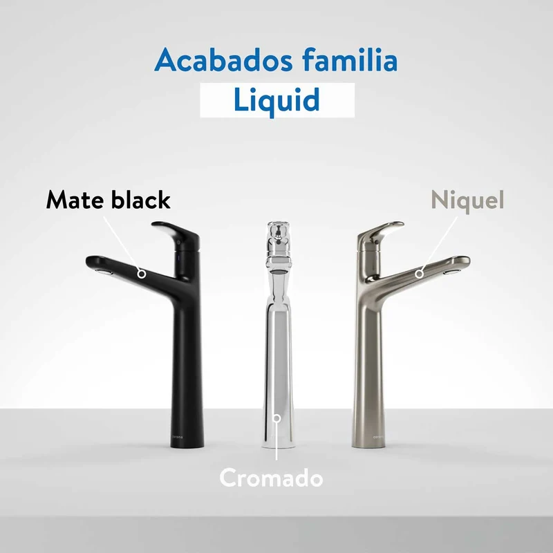 Grifería Ultra Ahorradora para Lavamanos Monocontrol Liquid Níquel Alta Corona