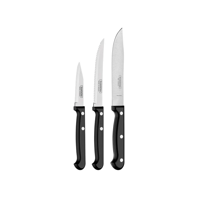 Juego de cuchillos ultracorte color negro 3 piezas Tramontina