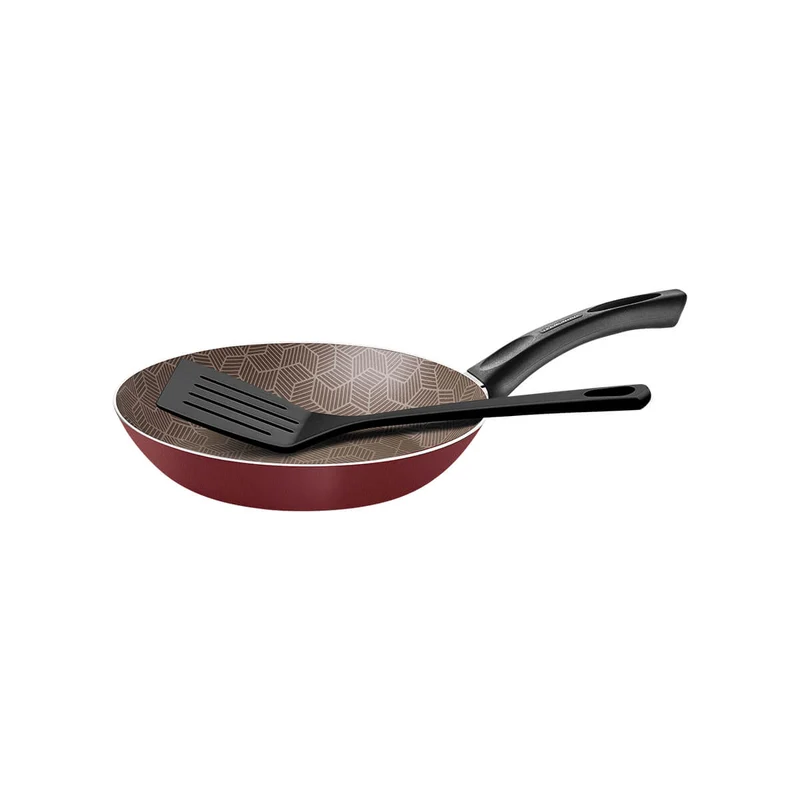 Sartén antiadherente con espátula de nylon color rojo 18 cm Tramontina