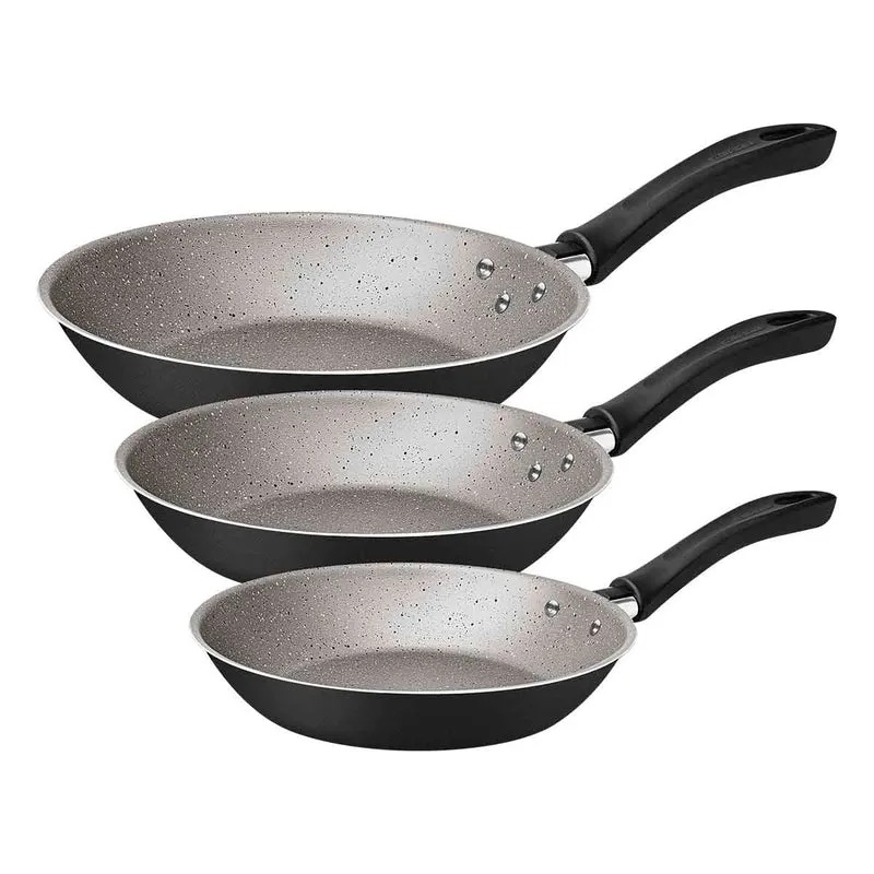Juego de sartenes linz en aluminio con antiadherente negro 3 piezas Tramontina