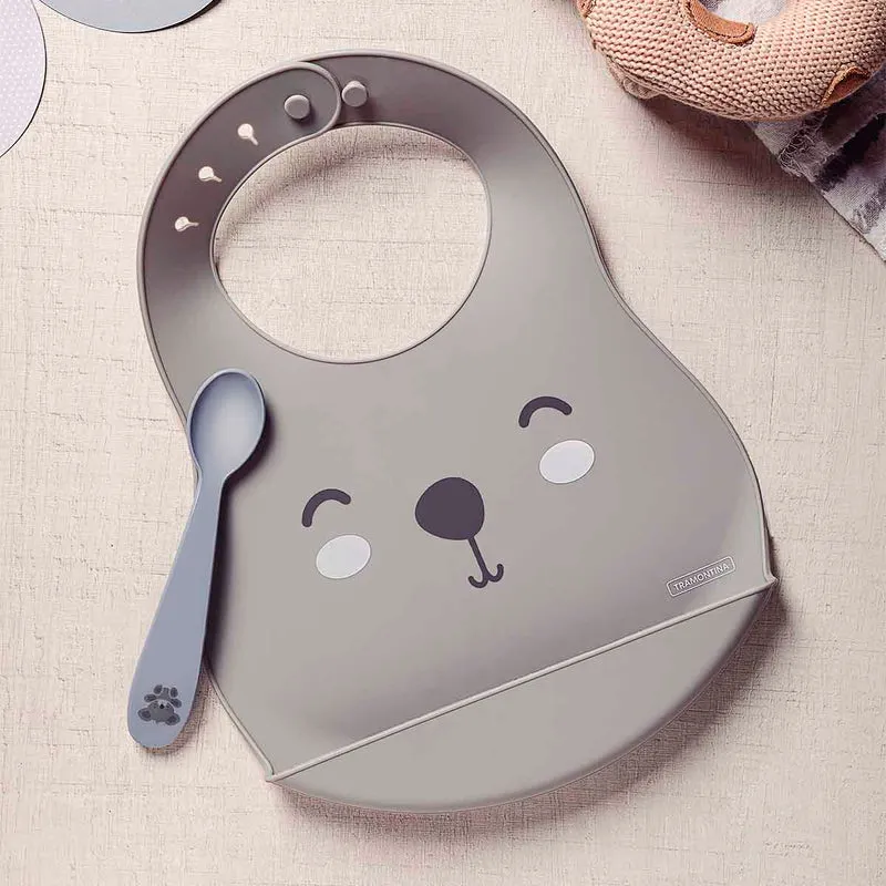 Kit babero y cuchara infantil le petit gris 2 piezas Tramontina