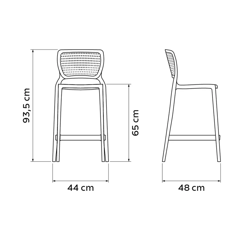 Silla safira alta monobloc en polipropileno rojo Tramontina