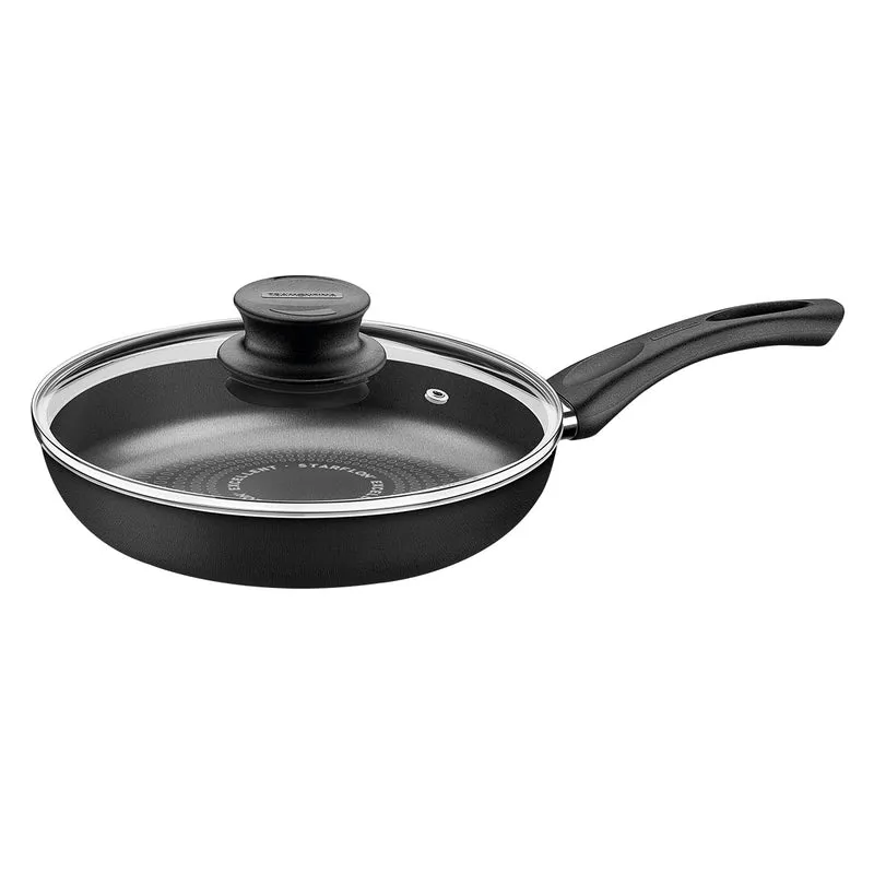 Sartén paris en aluminio con antiadherente negro 26 cm y 2,3 L con tapa Tramontina