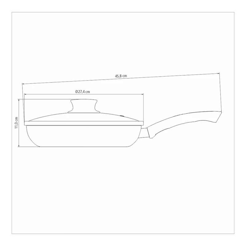 Sartén paris en aluminio con antiadherente negro 26 cm y 2,3 L con tapa Tramontina