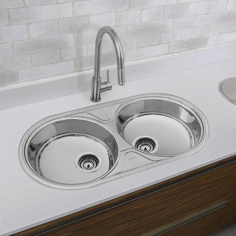 Lavaplatos prime duo luna en acero inoxidable cepillado 84x44 cm Tramontina