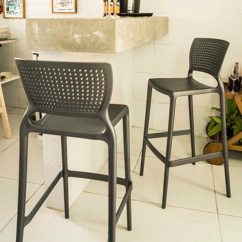 Silla safira alta bar monobloc en polipropileno grafito Tramontina