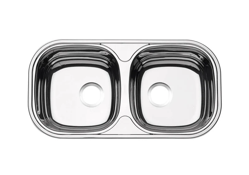 Lavaplatos doble en acero inoxidable 78x40x14.5 cm Tramontina