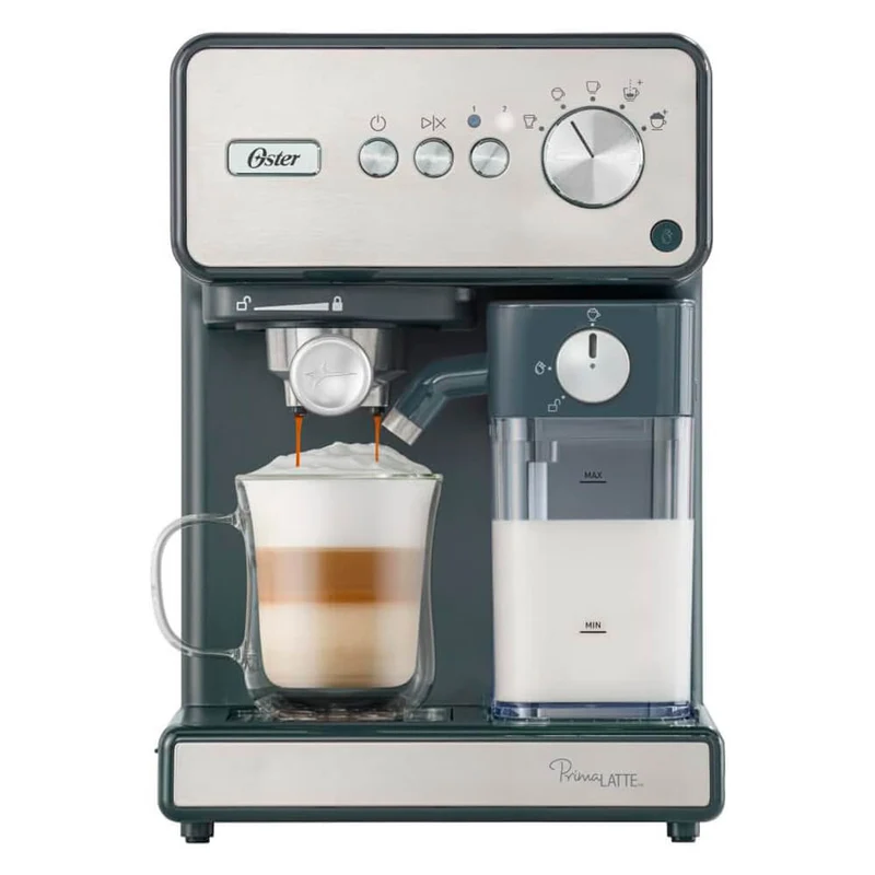 Cafetera espresso Oster primalatte, porta cápsulas plateado, tecnología auto-frothing
