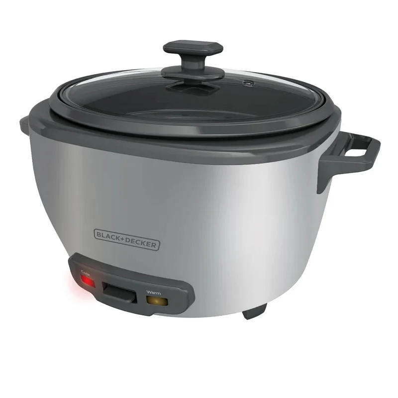 Olla arrocera rinde 20 tazas tapa vidrio y vaporera black+decker