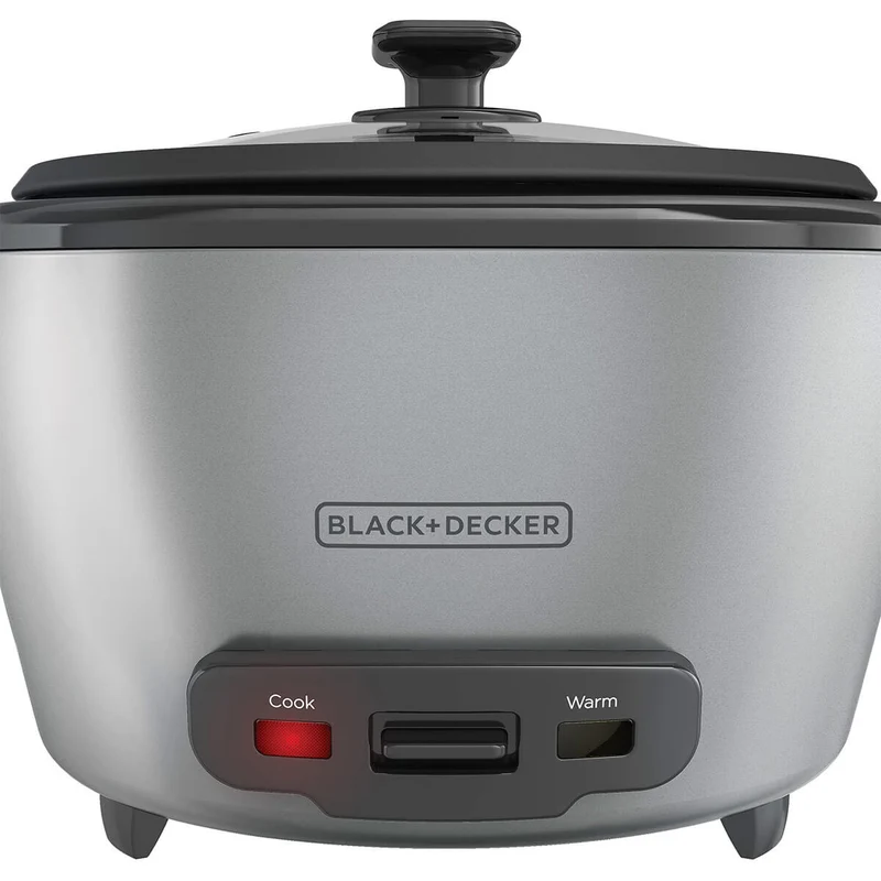 Olla arrocera rinde 20 tazas tapa vidrio y vaporera black+decker