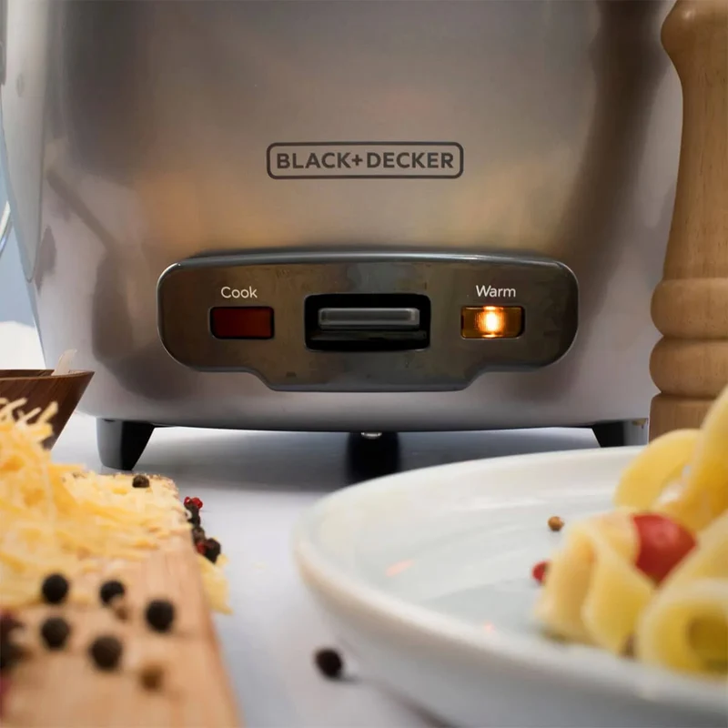 Olla arrocera rinde 20 tazas tapa vidrio y vaporera black+decker