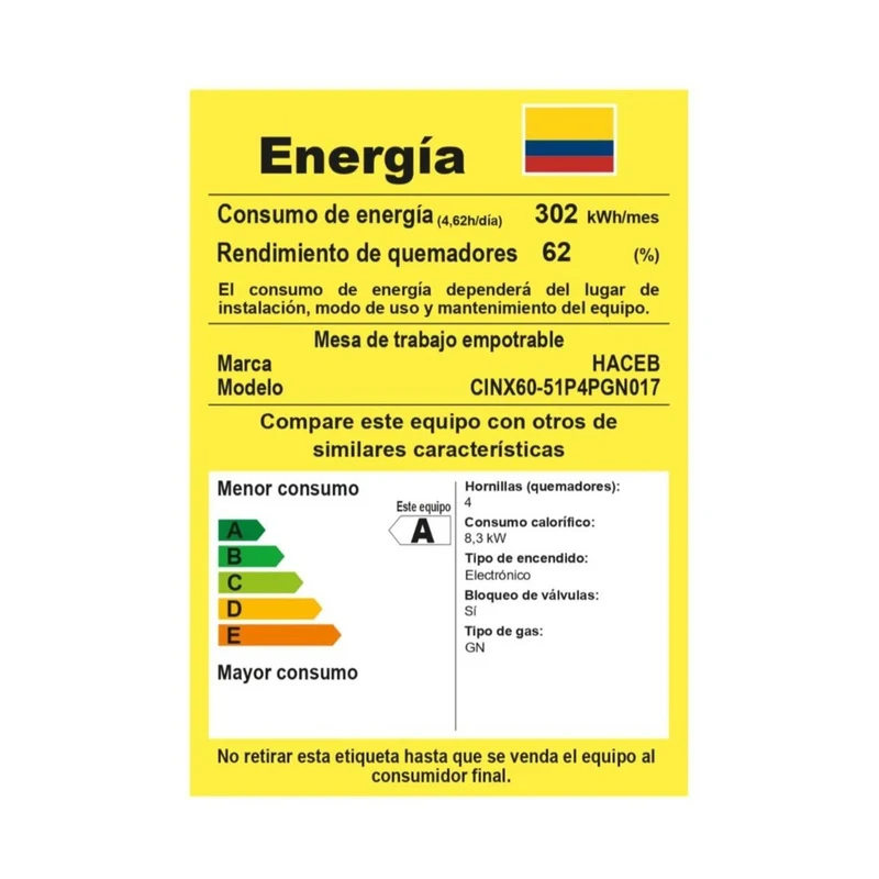Estufa de empotrar 60x51 cm Platina a Gas Natural marca Haceb