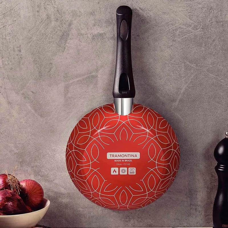 Sartén paris en aluminio con antiadherente rojo 20 cm y 2,0 L con espátula Tramontina