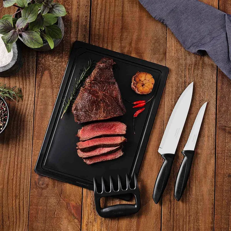 Juego de cuchillos con garra y tabla churrasco negro 4 piezas Tramontina