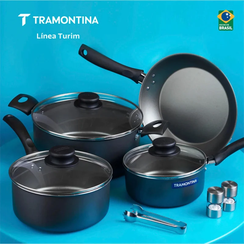Bateria de Cocina Turim en Aluminio con Antiadherente 7 Piezas Tramontina