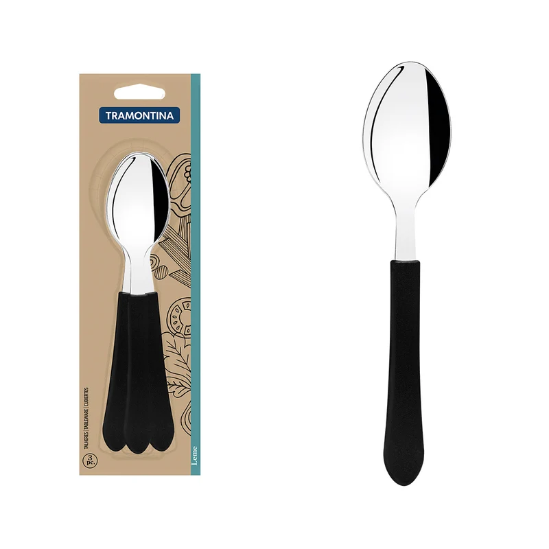Juego de cucharas leme negro 3 piezas Tramontina