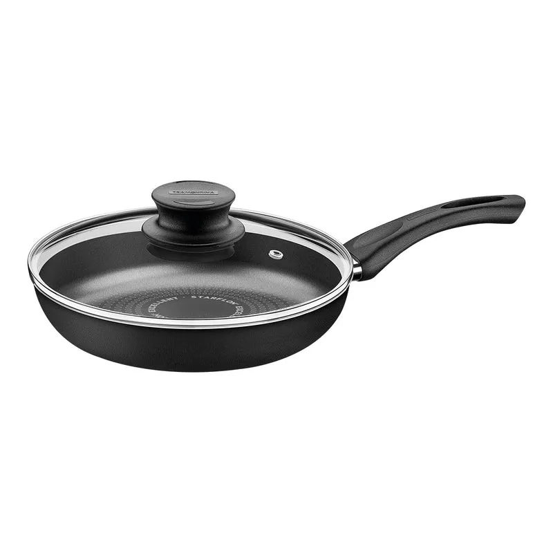 Sartén paris en aluminio con antiadherente negro 24 cm y 1,8 L con tapa Tramontina