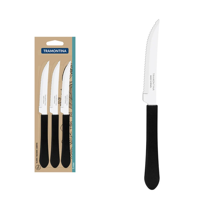 Juego de cuchillos leme negro 3 piezas Tramontina