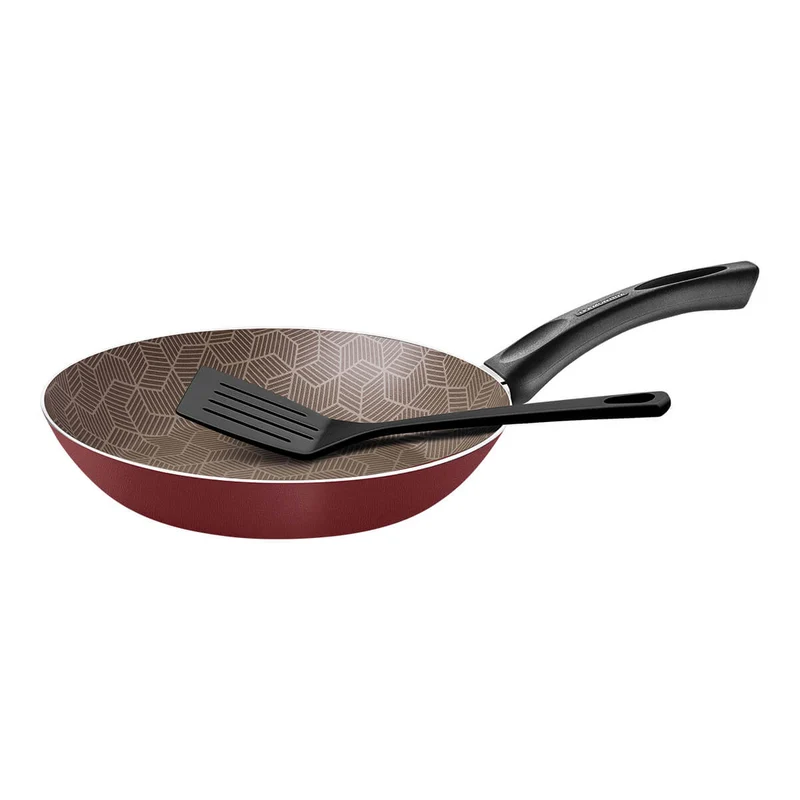 Sartén antiadherente con espátula de nylon color rojo 26 cm Tramontina