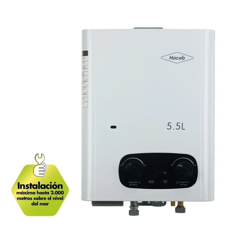 Calentador de agua de paso a gas natural tiro natural Bambú 5.5 litros blanco marca Haceb