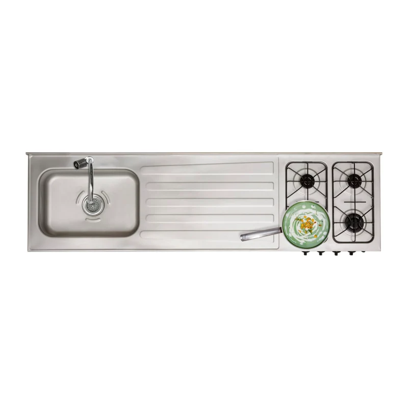 Mesón de cocina Inoxidable ovata 1.80 metros con pozuelo izquierdo a gas natural marca Haceb