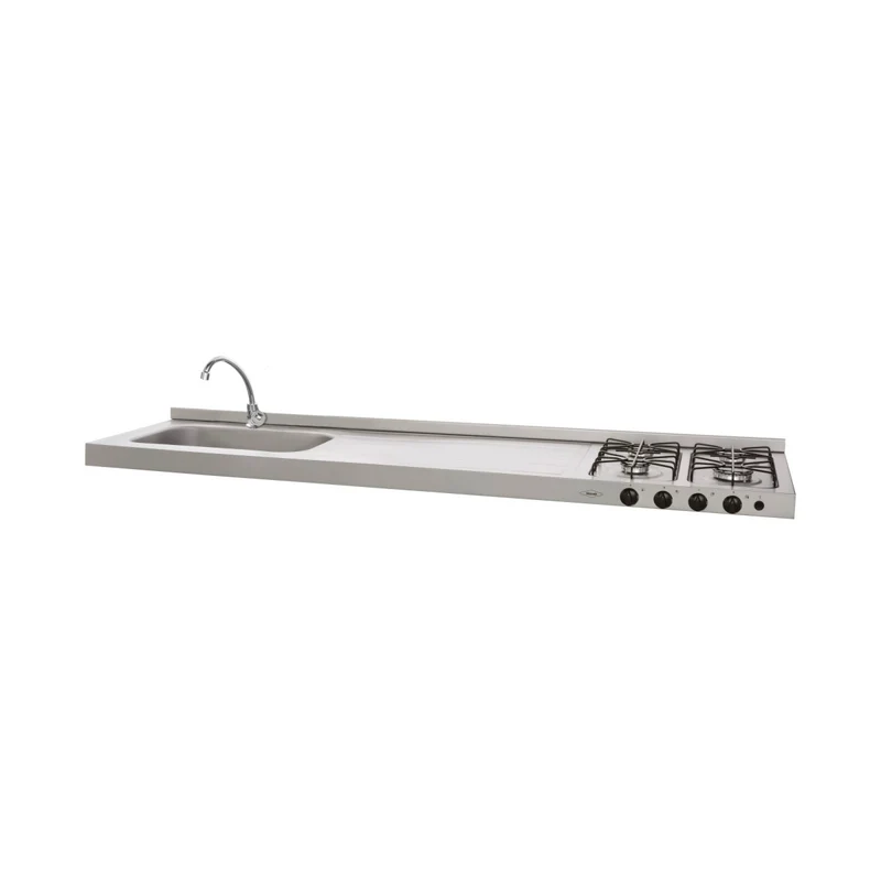 Mesón de cocina Inoxidable ovata 1.80 metros con pozuelo izquierdo a gas natural marca Haceb