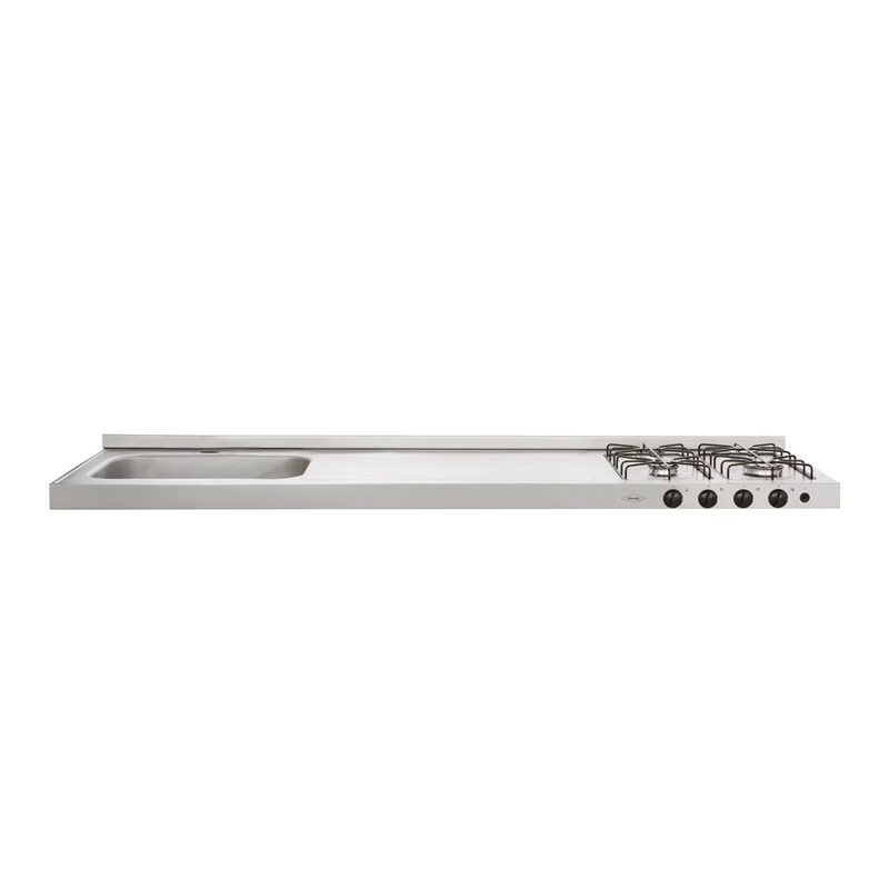 Mesón de cocina Inoxidable ovata 1.80 metros con pozuelo izquierdo a gas natural marca Haceb