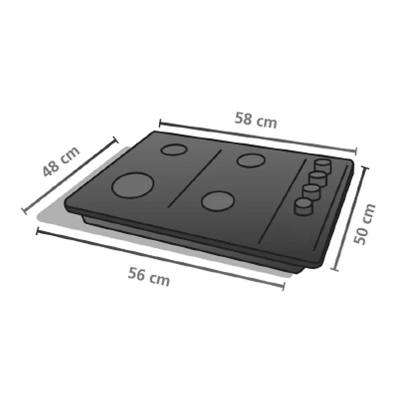 Estufa de empotrar cristal negro 58X50 cm gas natural Mabe