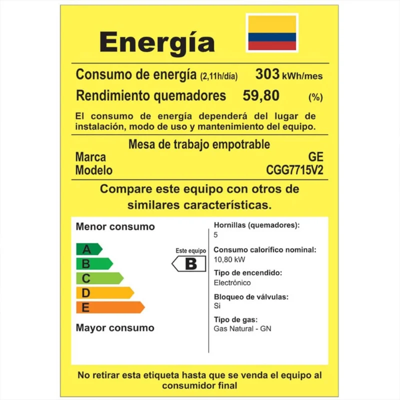 Estufa de empotrar cristal negro 77X51 cm gas natural Mabe