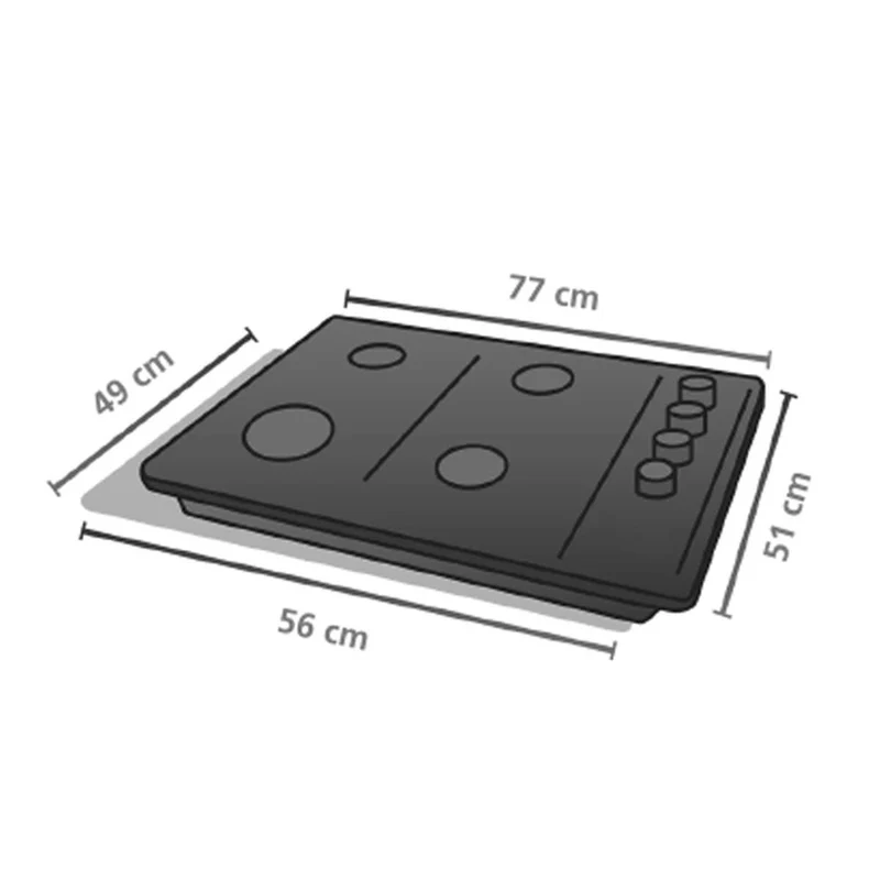Estufa de empotrar cristal negro 77X51 cm gas natural Mabe
