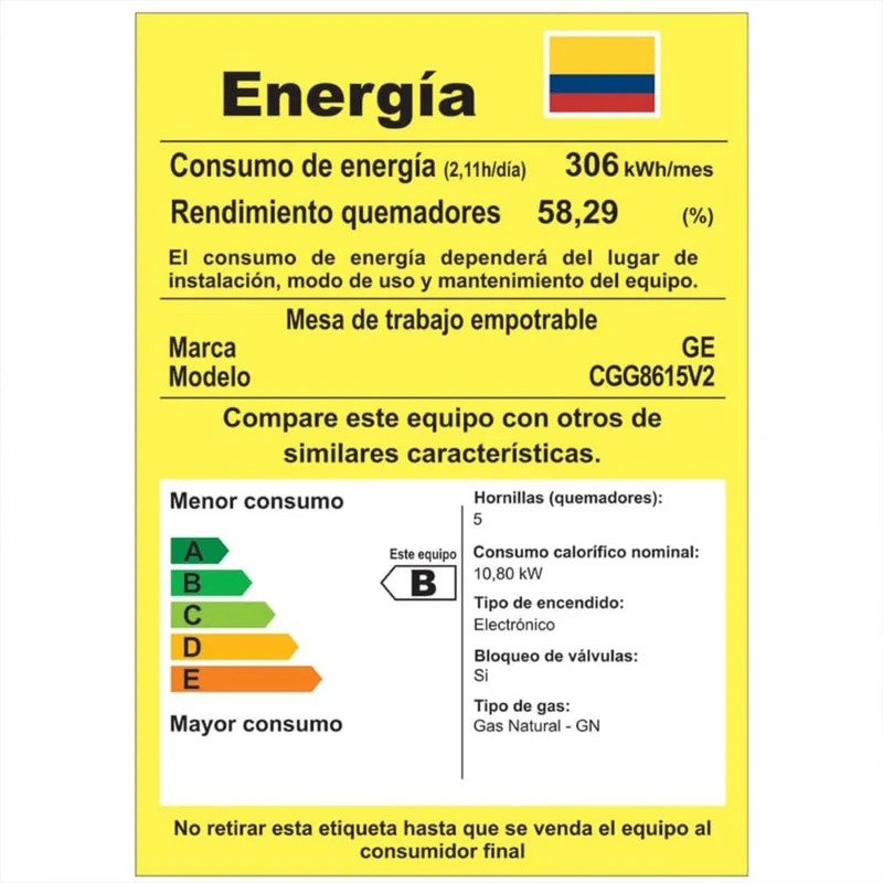 Estufa de empotrar cristal negro 86X51 cm Hierro fundido gas natural Mabe