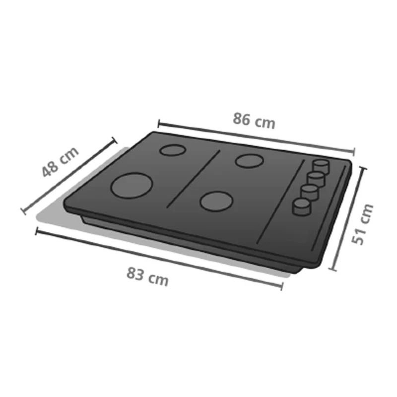 Estufa de empotrar cristal negro 86X51 cm Hierro fundido gas natural Mabe