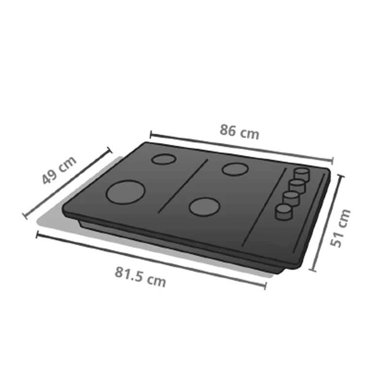 Estufa de empotrar acero Inoxidable 86X51 cm gas natural Mabe