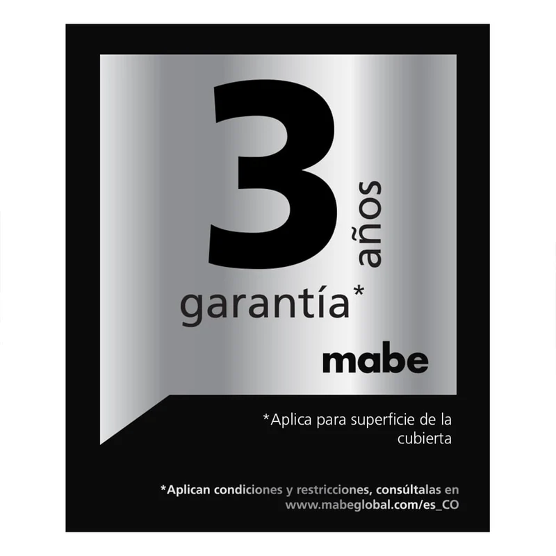 Estufa de empotrar acero Inoxidable 60X50 cm gas natural Mabe