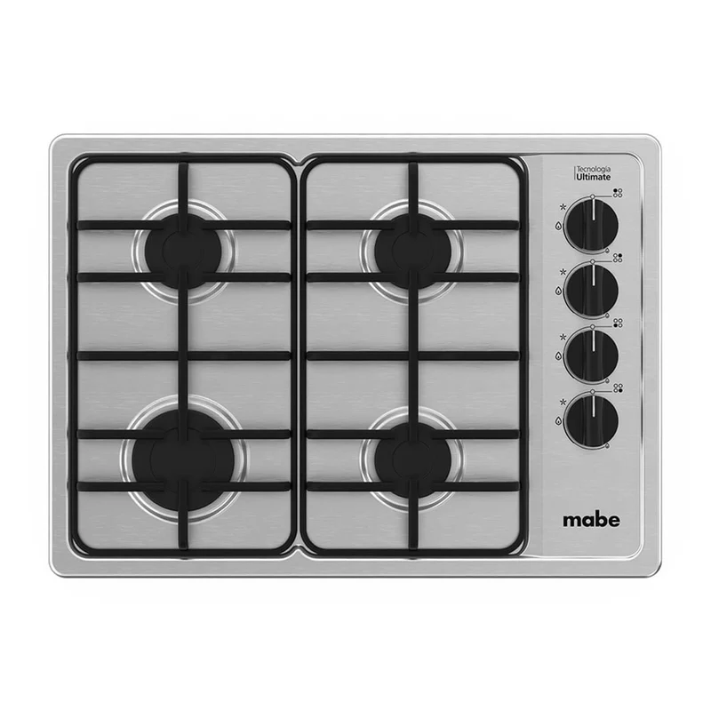 Estufa de empotrar acero Inoxidable 60X43 cm Parrillas fundicion gas natural Mabe