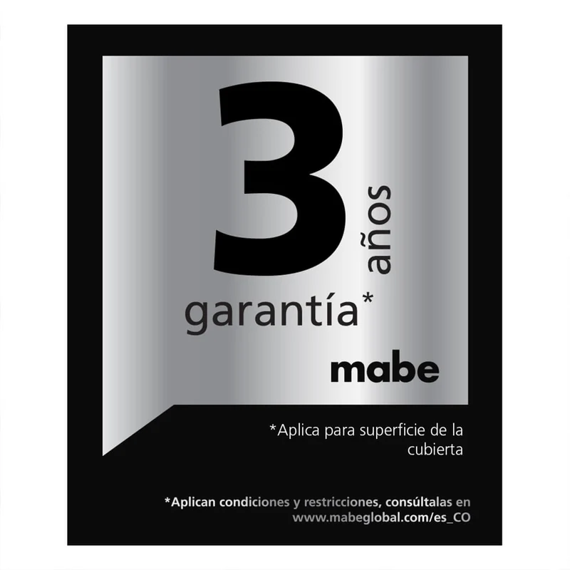 Estufa de empotrar acero Inoxidable 60X43 cm Parrillas fundicion gas natural Mabe