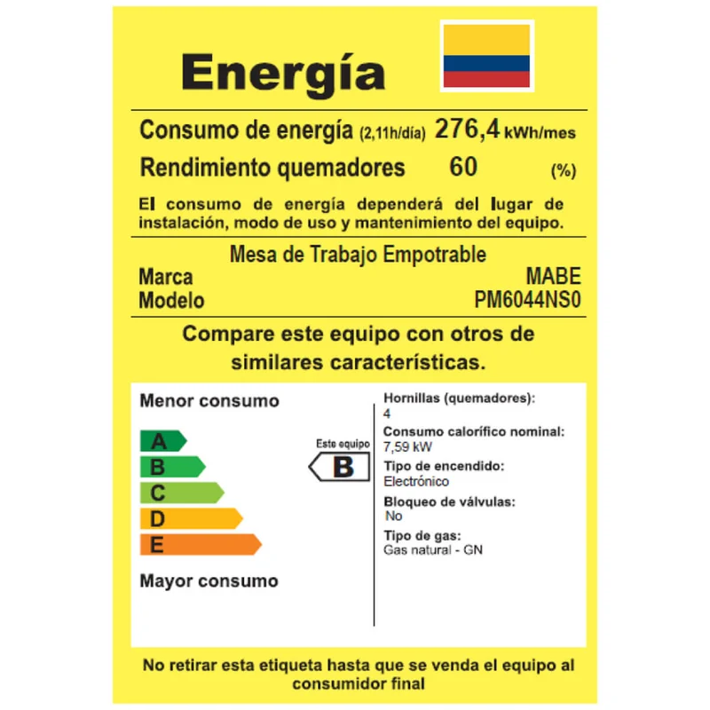 Estufa de empotrar acero Inoxidable 60X43 cm Parrillas fundicion gas natural Mabe