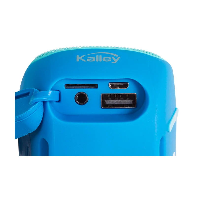 Parlante portátil Kalley con conexión Bluetooth, radio FM, USB y microSD color azul