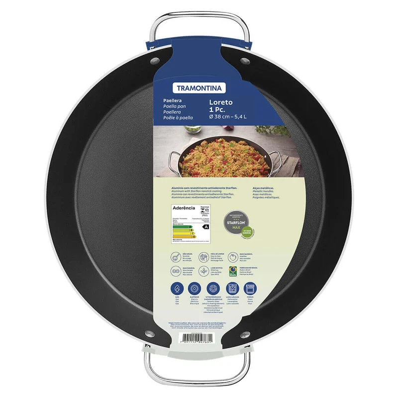Paellera de cocina antiadherente grafito 38 cm Tramontina
