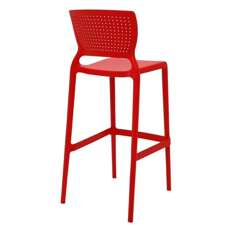 Silla safira alta bar monobloc en polipropileno rojo Tramontina