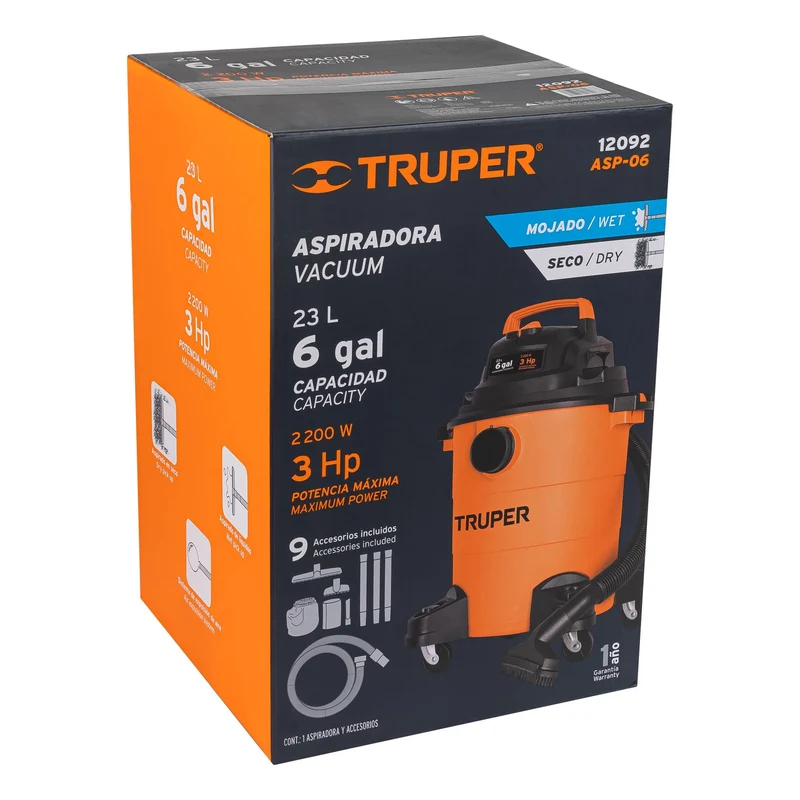 Aspiradora sopladora 2200 W 23 L Truper sólidos y líquidos