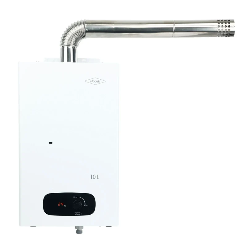 Calentador de agua de paso a gas natural tiro forzado Bambú 10 litros blanco marca Haceb