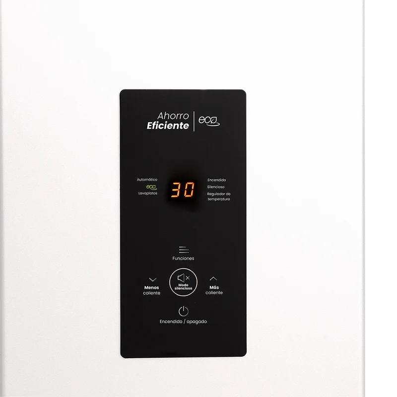 Calentador de paso tiro forzado 15 litros modulante a gas natural blanco marca Haceb.